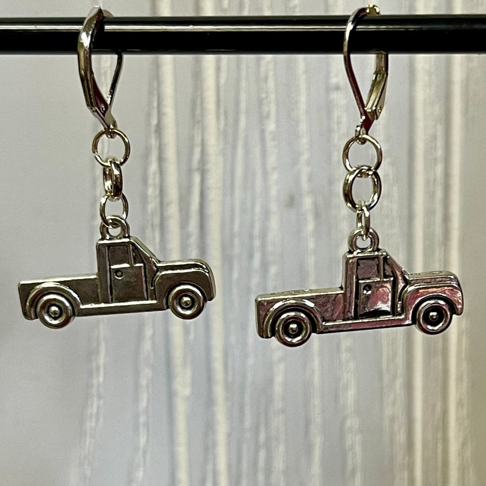 Silver Colored Pick Up Truck Earrings!